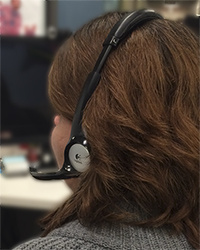 Photo of woman wearing a headset